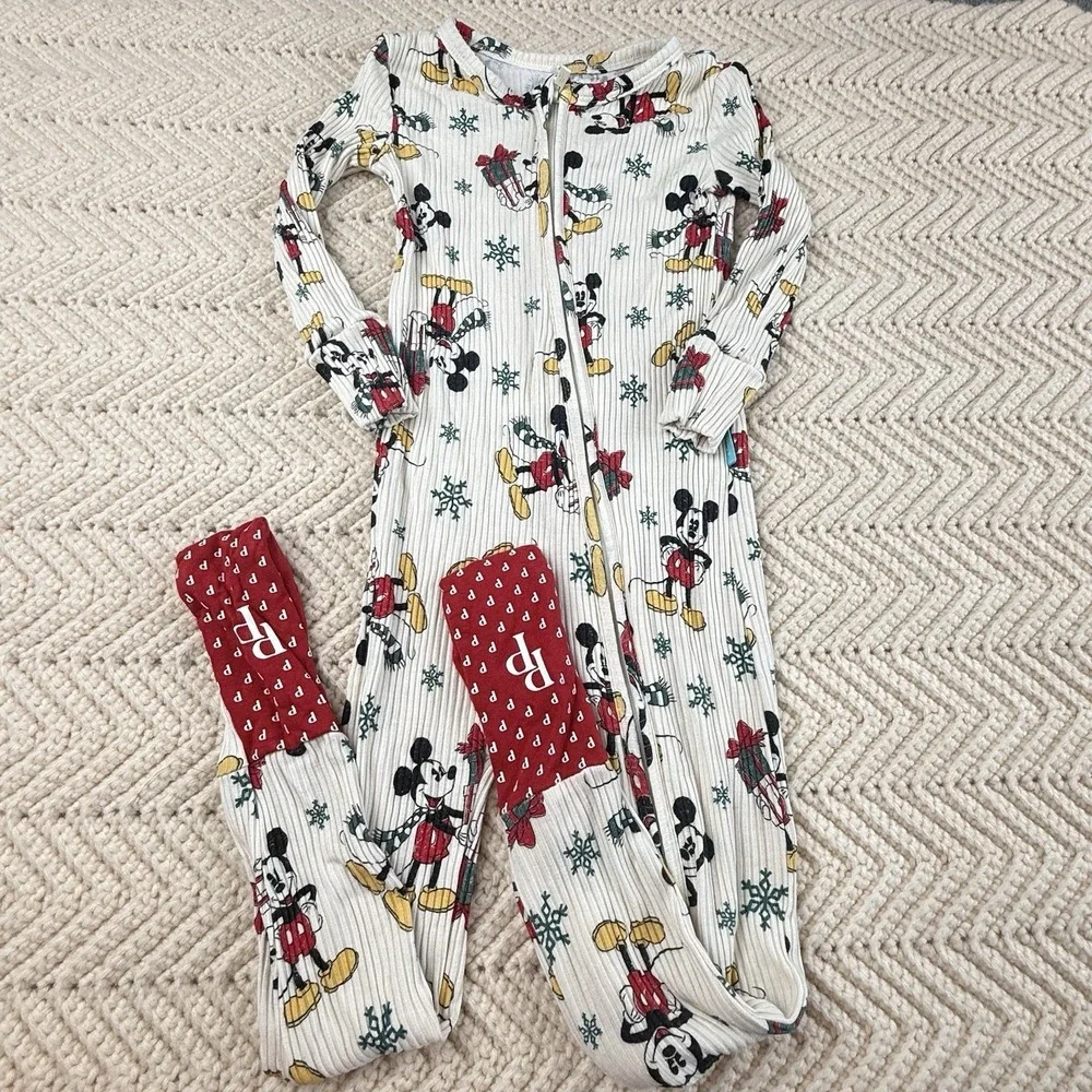 Posh Peanut Mickey Mouse Christmas Zippy Pajamas Size 18-24 Months‎ Bamboo Soft